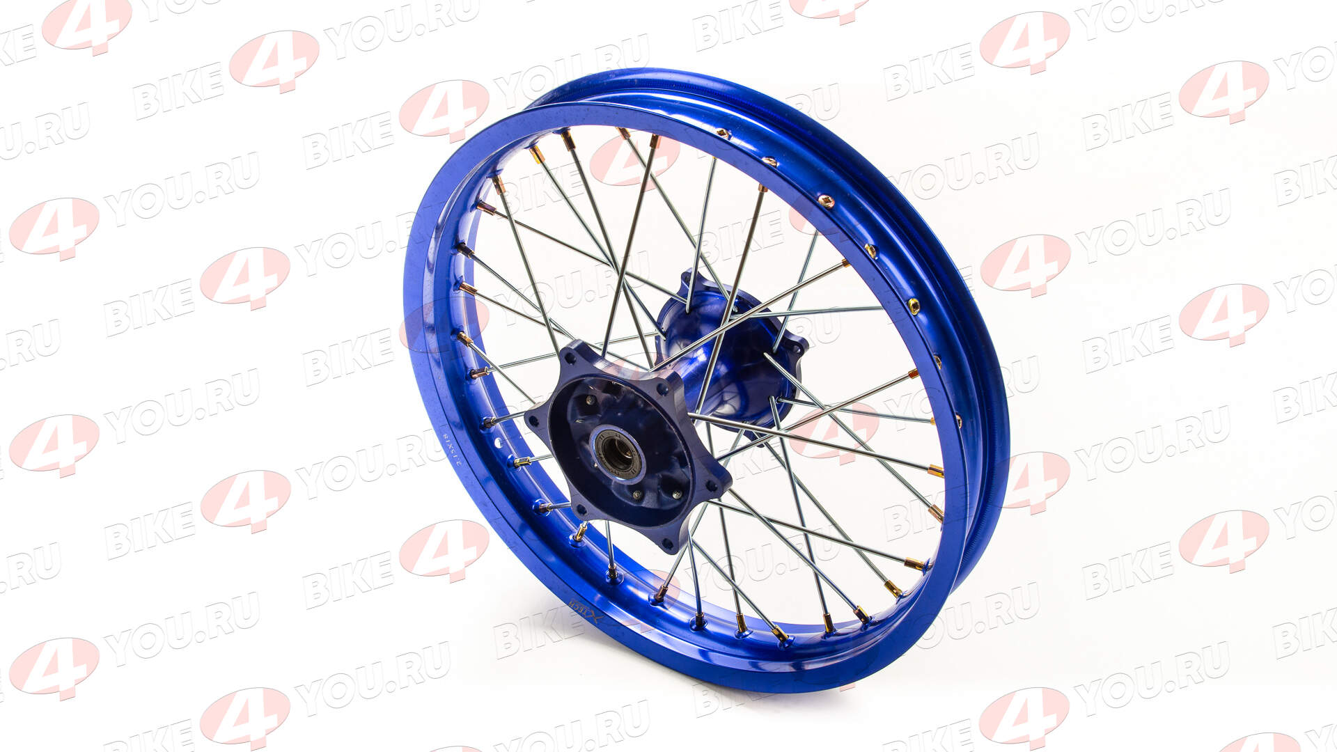 Обод задний 18" (2,15-R18 d=17mm) CNC ступица, алюм/синий X-TECH 6х153х125 (звезда), 4х140х121(диск)